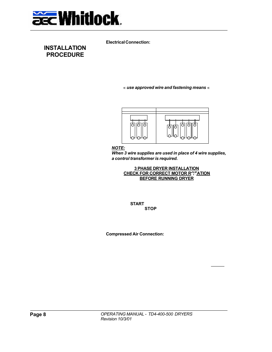 Installation procedure | AEC TD4-400-500 Floor Mount Dryer User Manual | Page 9 / 18