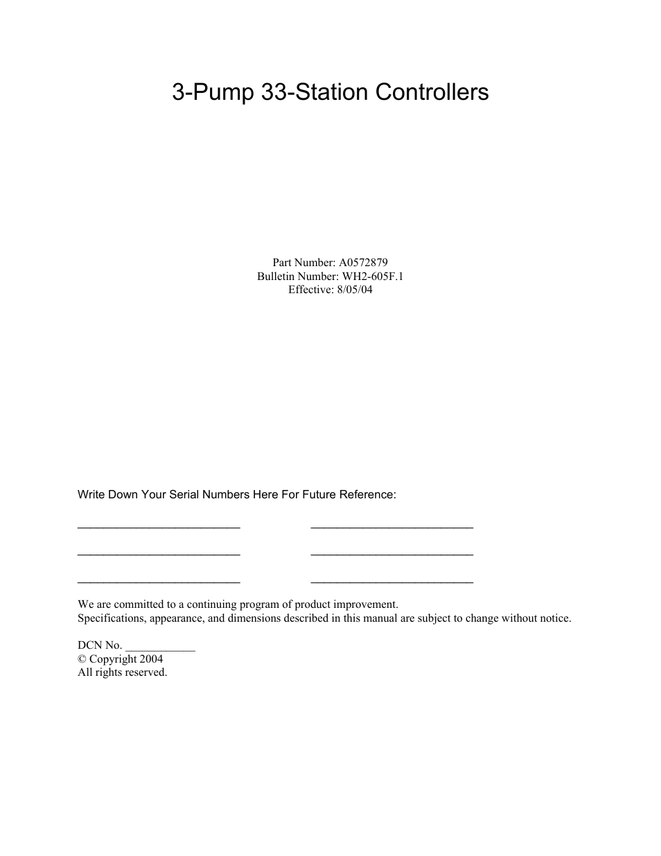 AEC 3-Pump 33-Station Controllers User Manual | 52 pages