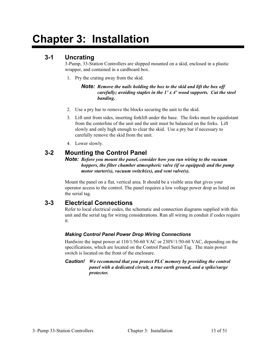 Chapter 3: installation | AEC 3-Pump 33-Station Controllers User Manual | Page 14 / 52
