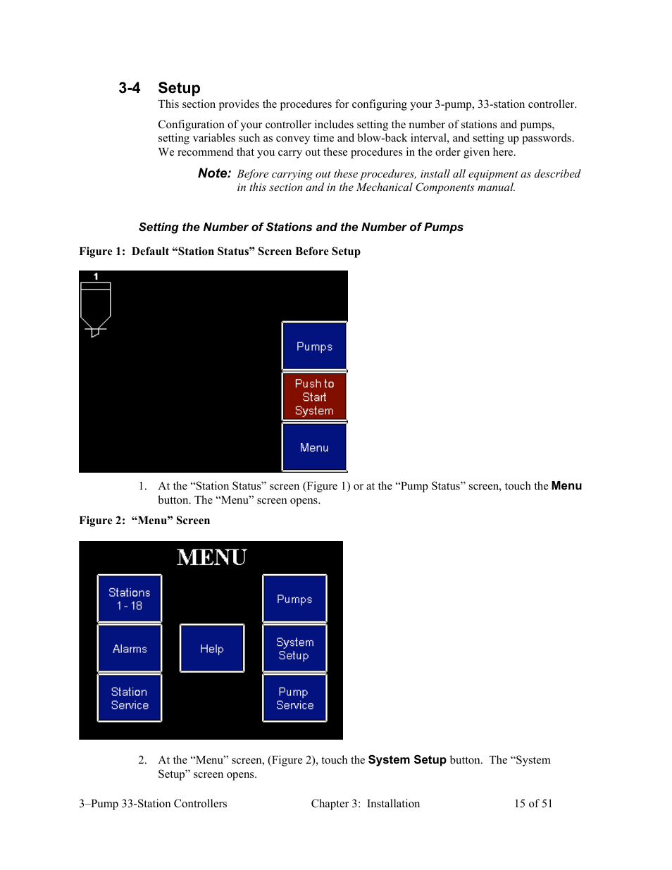 4 setup | AEC 3-Pump 33-Station Controllers User Manual | Page 16 / 52