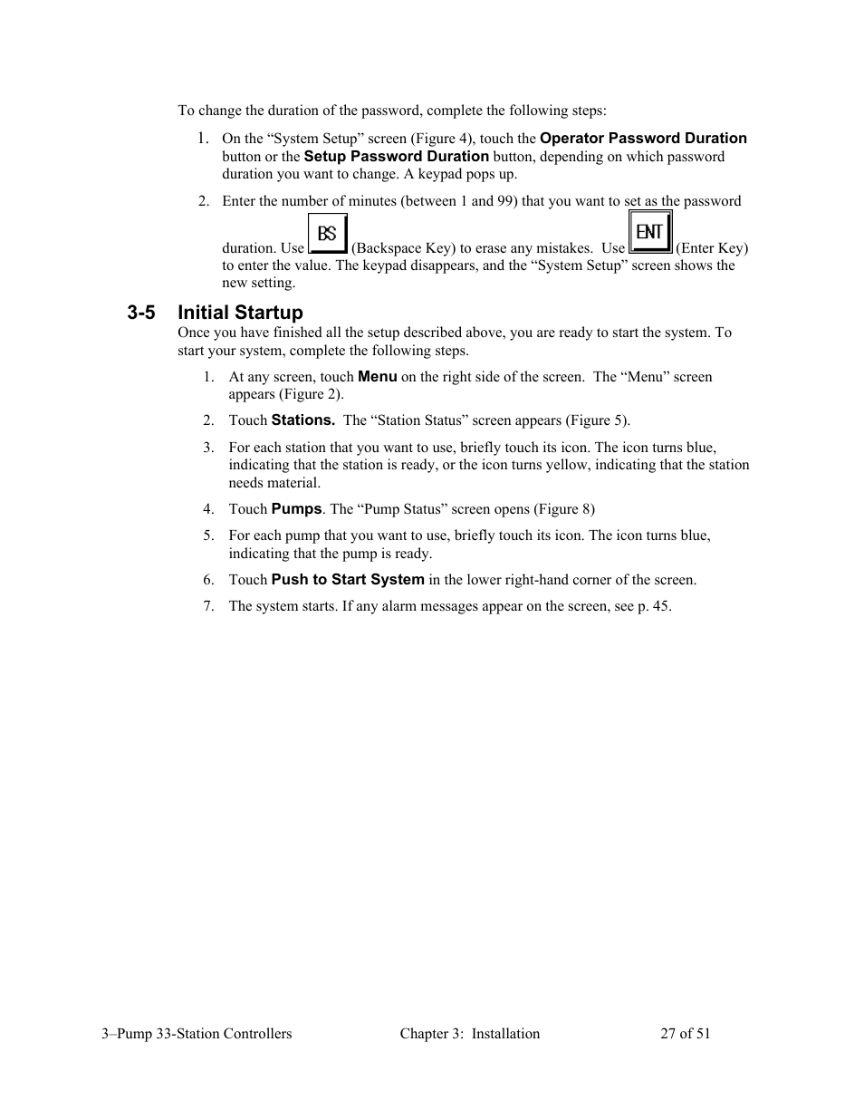 5 initial startup | AEC 3-Pump 33-Station Controllers User Manual | Page 28 / 52