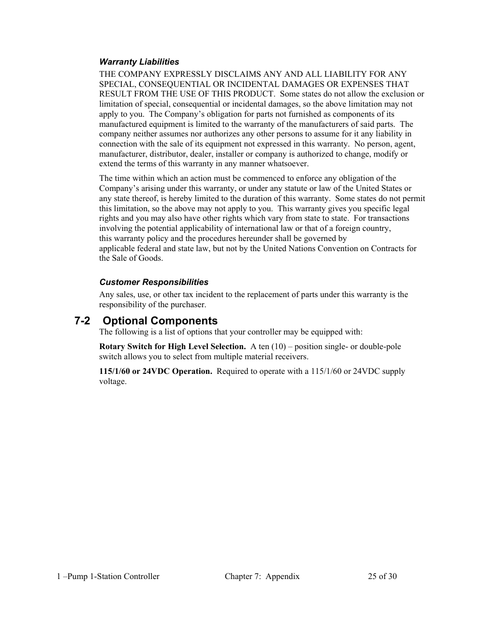 2 optional components | AEC 1-Pump 1-Station Controller User Manual | Page 26 / 31