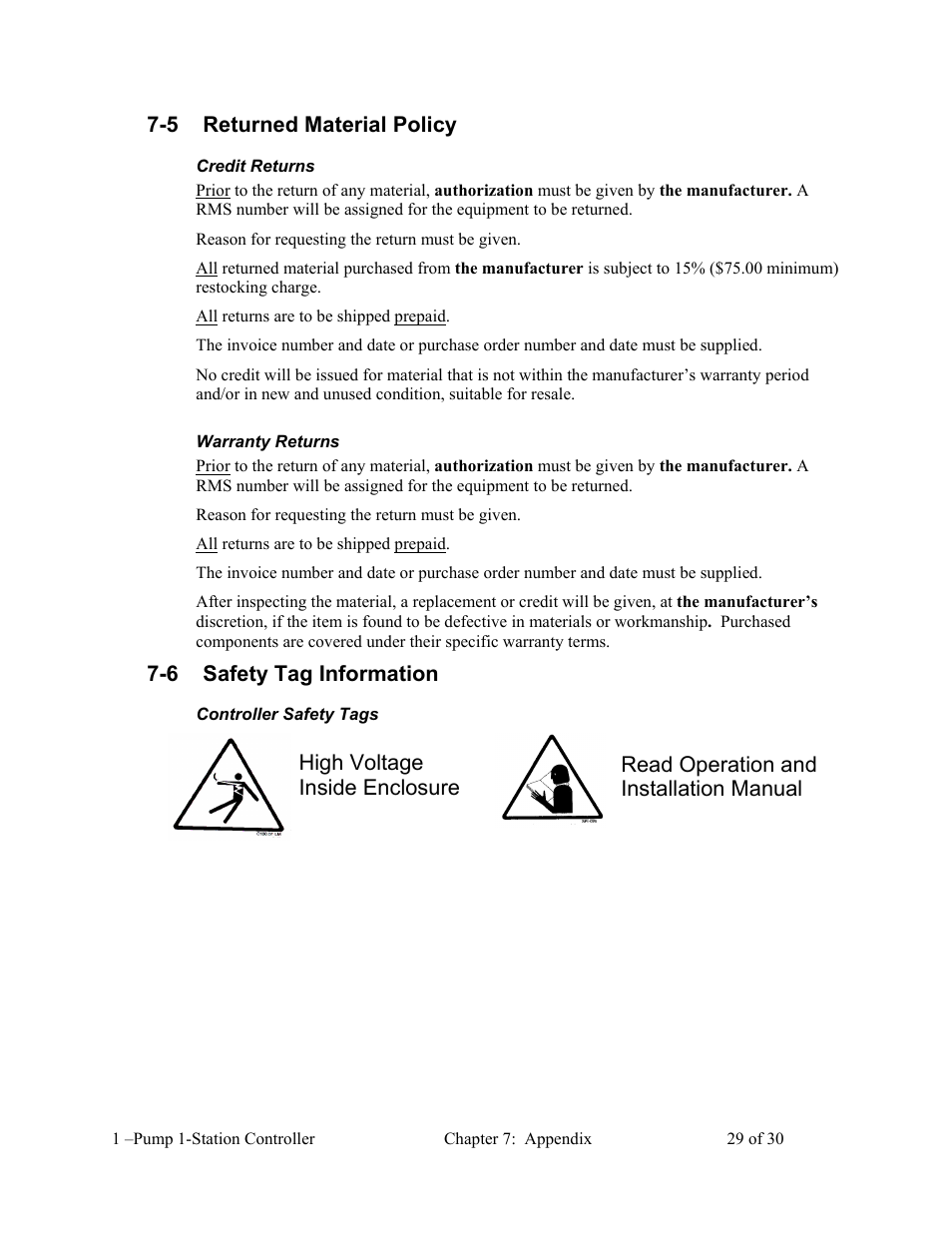AEC 1-Pump 1-Station Controller User Manual | Page 30 / 31