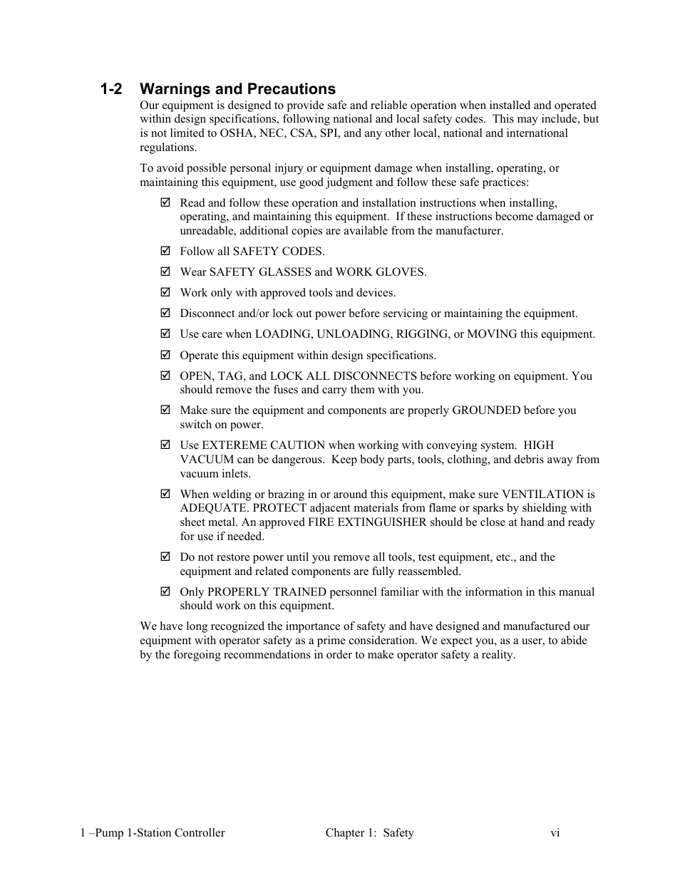 2 warnings and precautions | AEC 1-Pump 1-Station Controller User Manual | Page 7 / 31