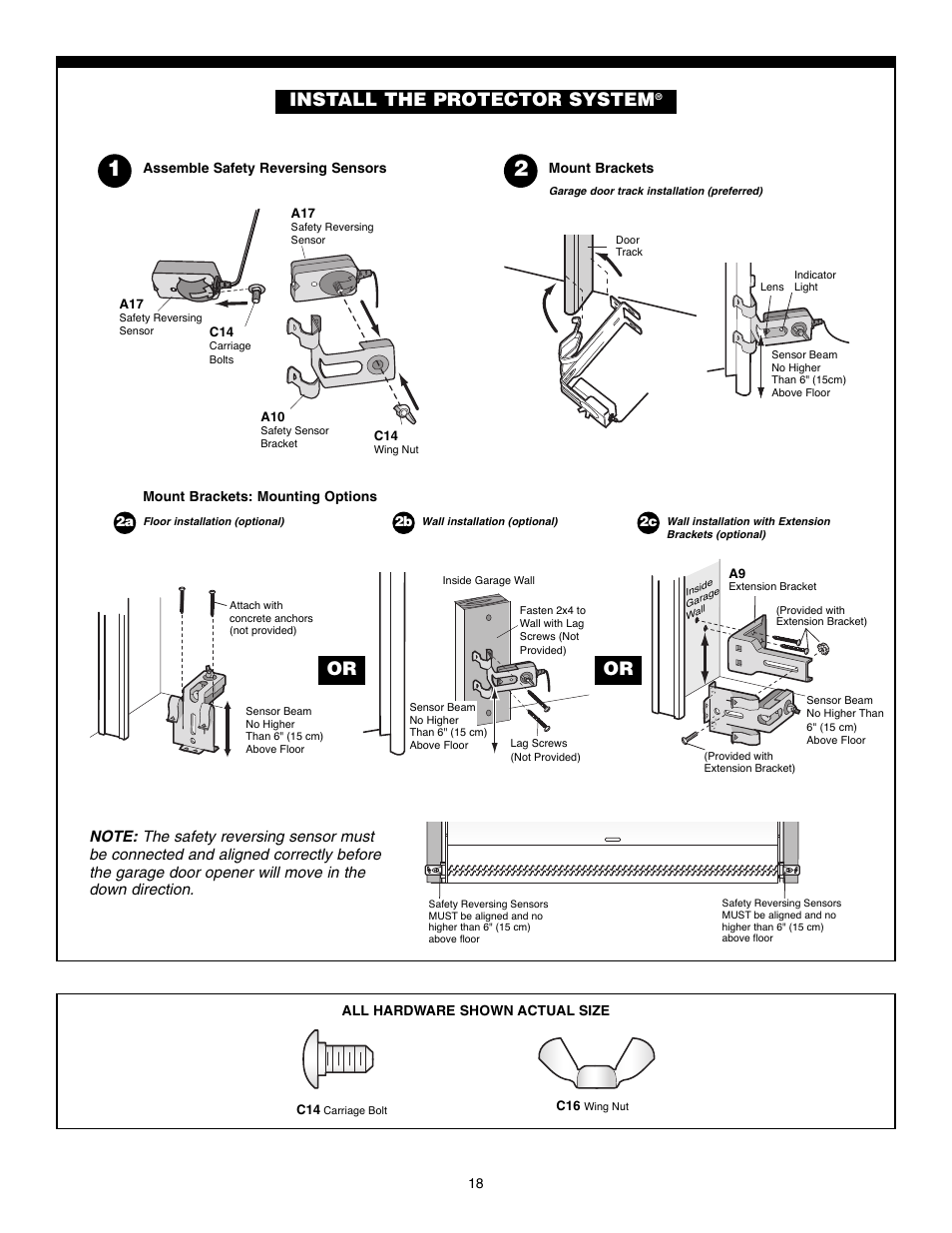 Install the protector system® continued, Install the protector system | Chamberlain POWERDRIVE PD610D User Manual | Page 18 / 36