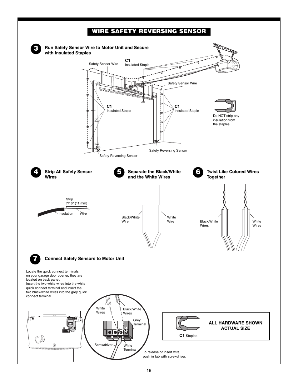 Wire safety reversing sensor | Chamberlain POWERDRIVE PD610D User Manual | Page 19 / 36