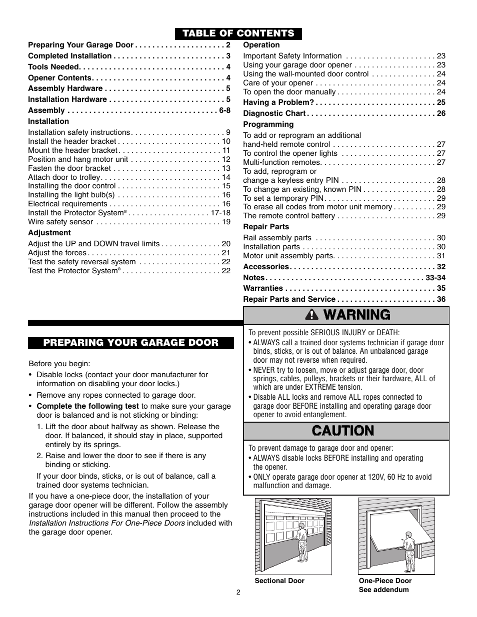 Chamberlain POWERDRIVE PD610D User Manual | Page 2 / 36