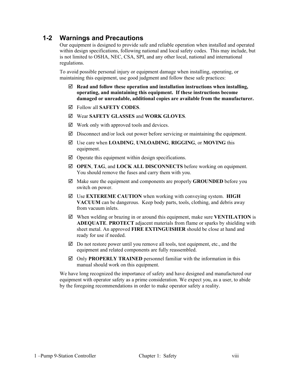 2 warnings and precautions | AEC 1-Pump 9-Station Controller User Manual | Page 9 / 39