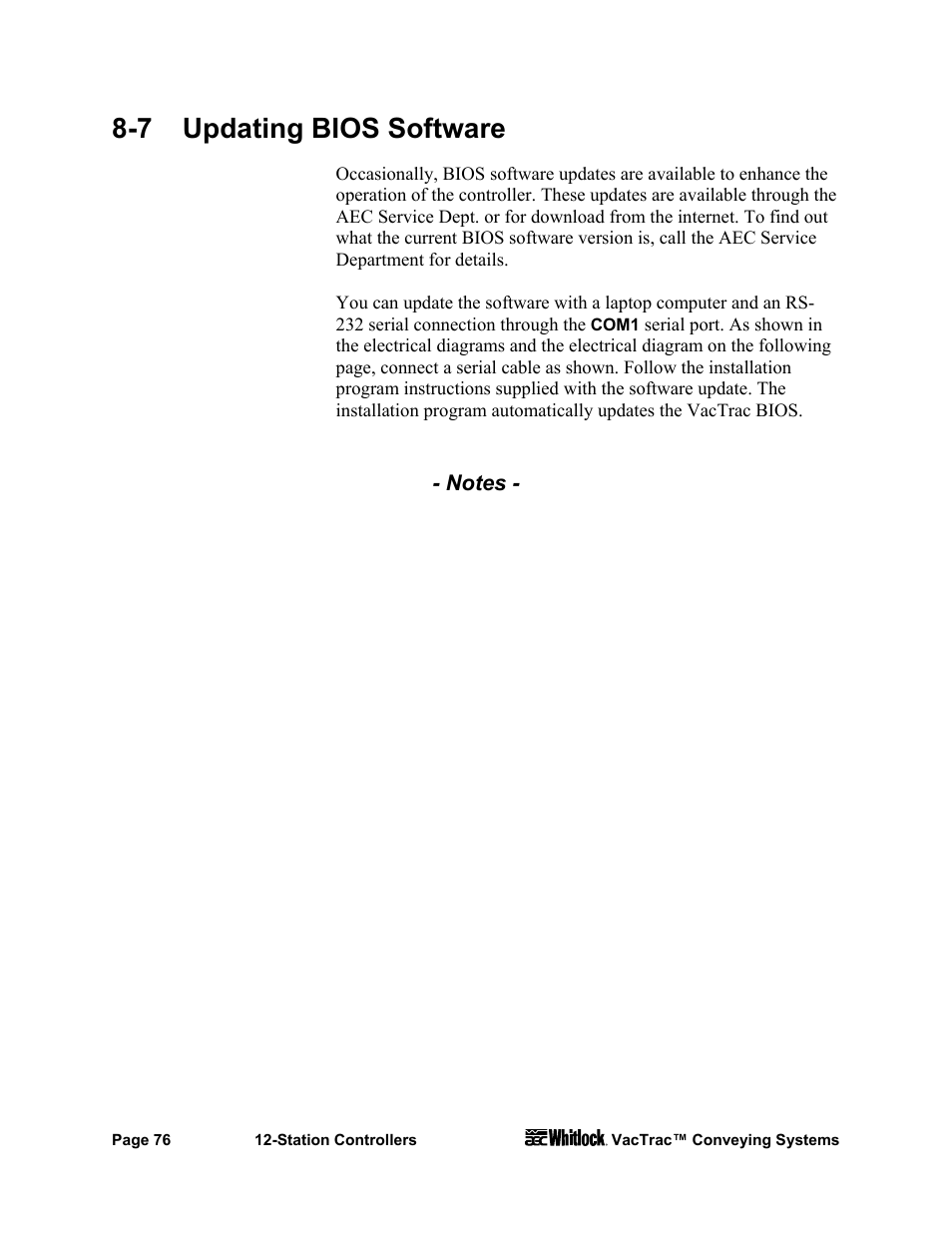 7 updating bios software | AEC VacTrac Series Conveying Systems User Manual | Page 77 / 97