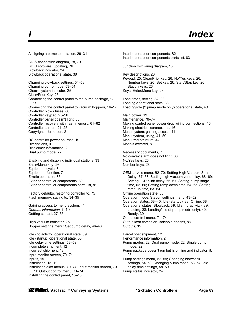 Iindex | AEC VacTrac Series Conveying Systems User Manual | Page 90 / 97