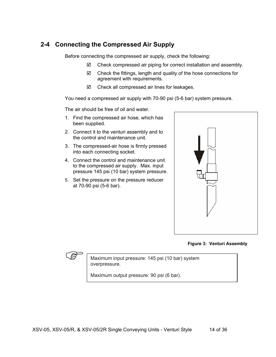 4 connecting the compressed air supply | AEC Single Conveying Units User Manual | Page 15 / 37