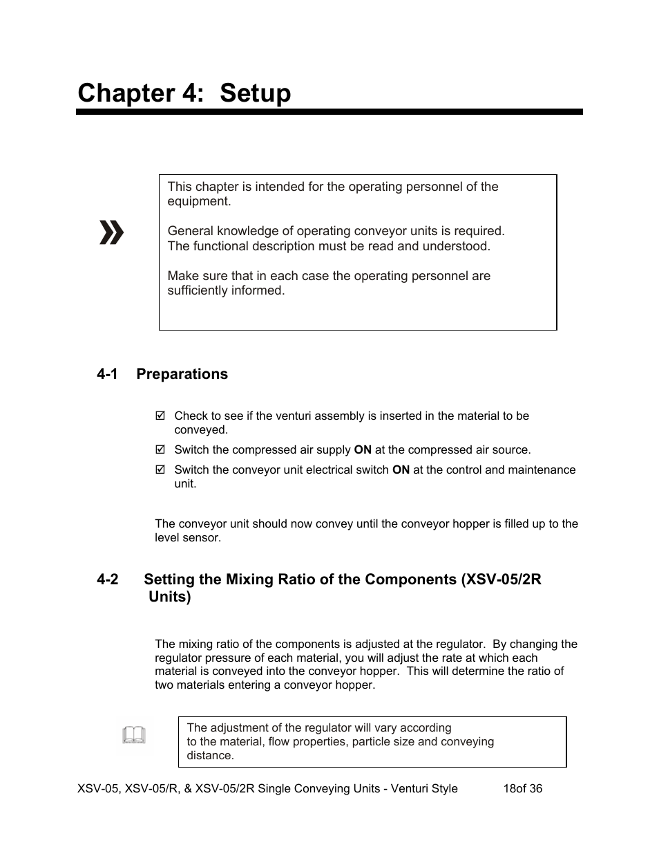 Chapter 4: setup | AEC Single Conveying Units User Manual | Page 19 / 37