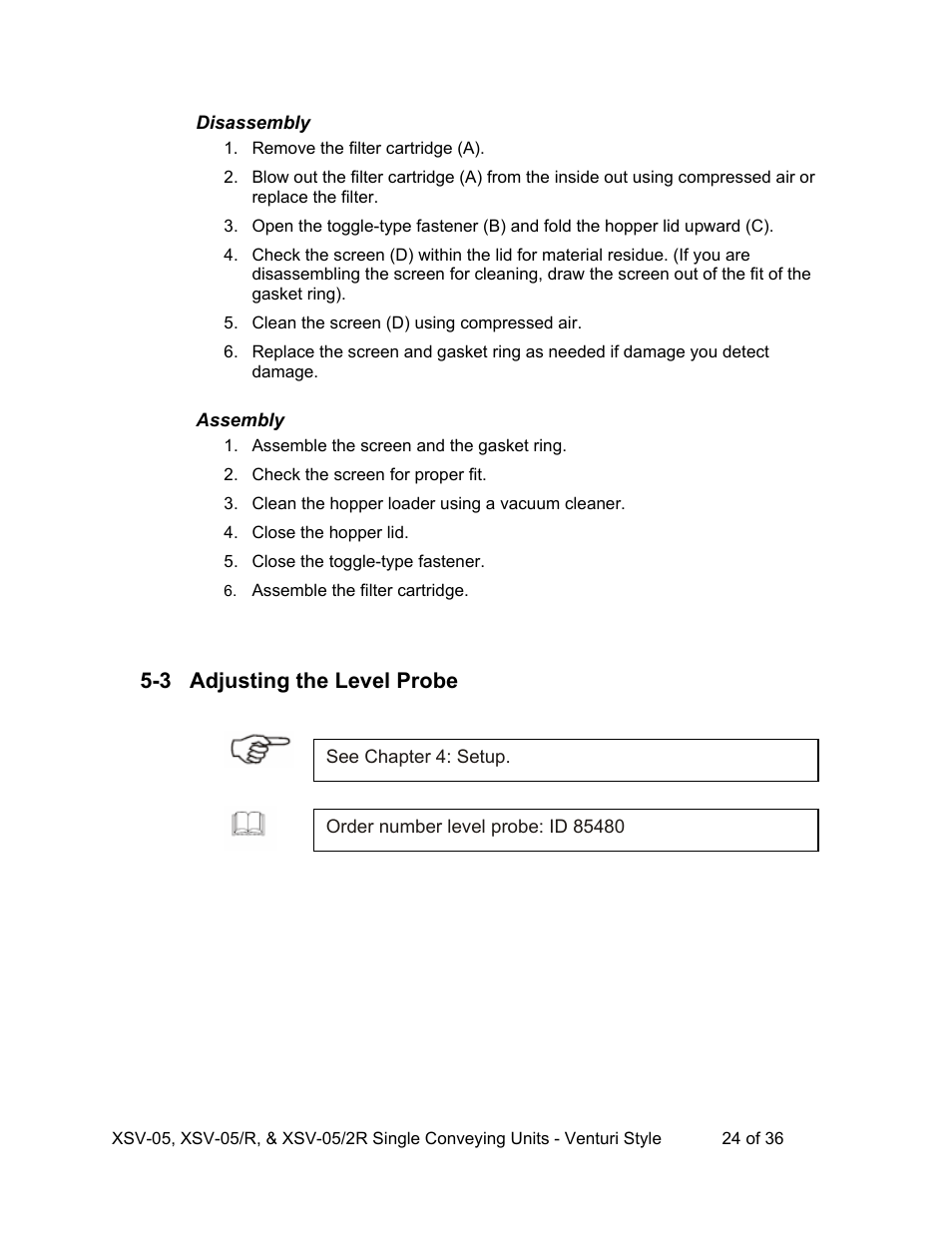 3 adjusting the level probe | AEC Single Conveying Units User Manual | Page 25 / 37