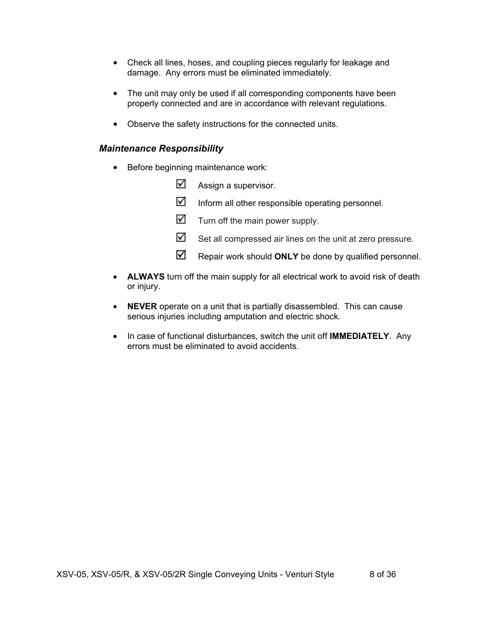 AEC Single Conveying Units User Manual | Page 9 / 37