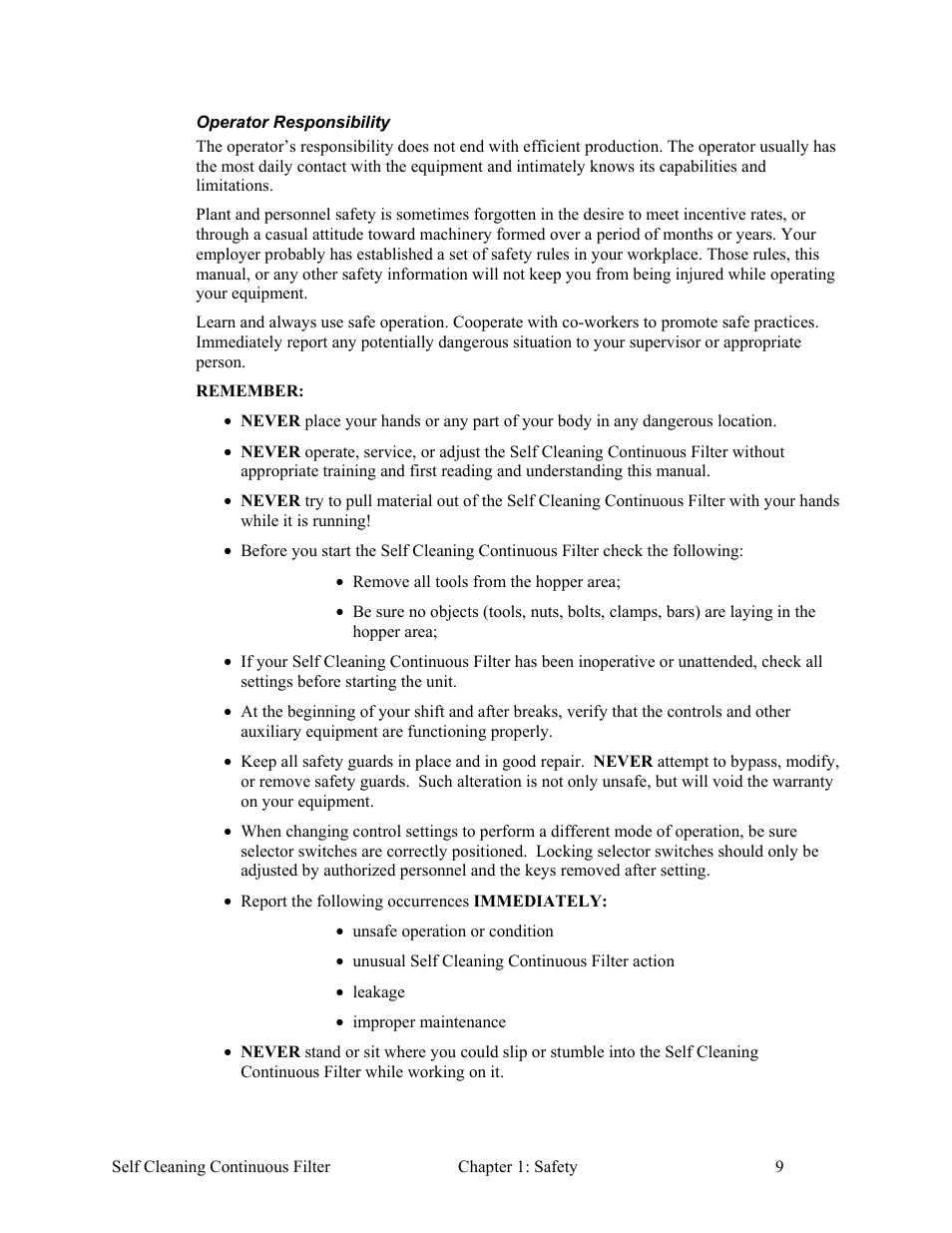 AEC Self Cleaning Continuous Filters User Manual | Page 10 / 41