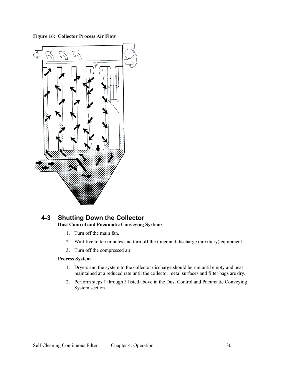 Chapter 5: maintenance, 3 shutting down the collector | AEC Self Cleaning Continuous Filters User Manual | Page 31 / 41