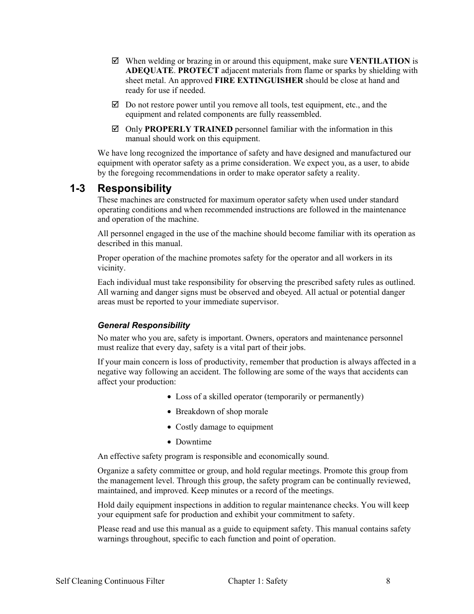 Chapter 2: functional description, 3 responsibility | AEC Self Cleaning Continuous Filters User Manual | Page 9 / 41
