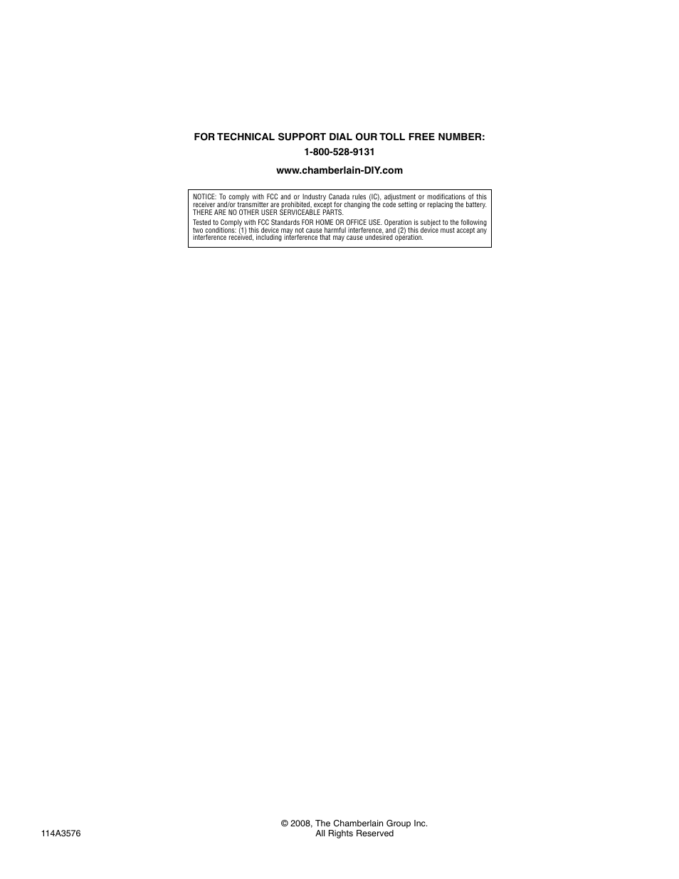 Technical support | Chamberlain LSIA User Manual | Page 4 / 4