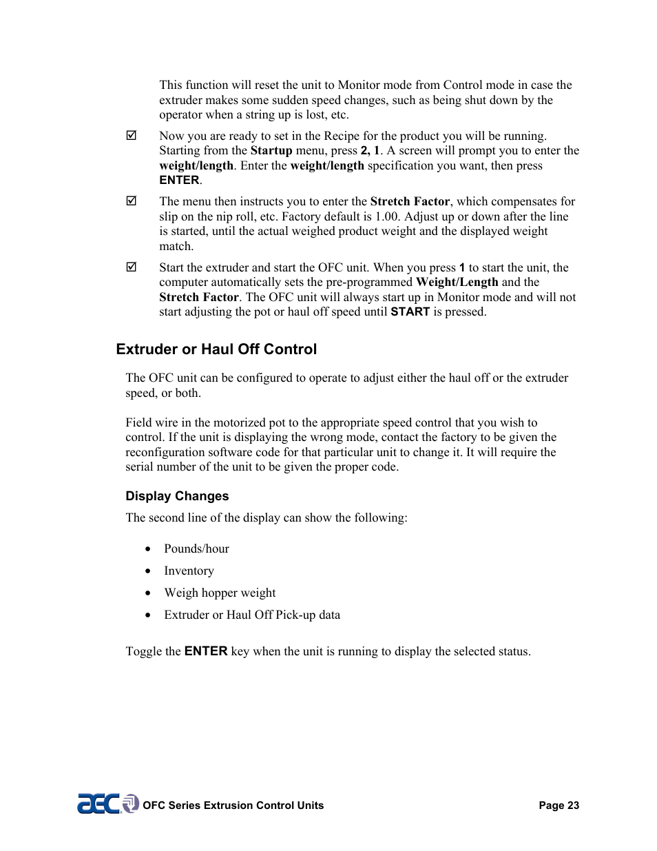 AEC OFC Series User Manual | Page 23 / 40