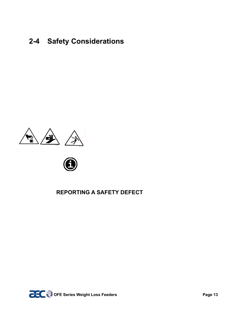 4 safety considerations | AEC OFE Blender User Manual | Page 14 / 47