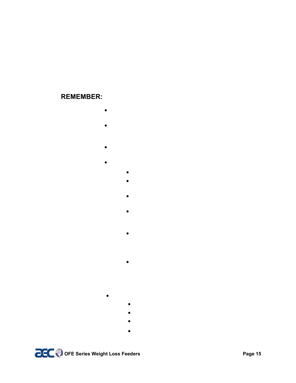 Remember | AEC OFE Blender User Manual | Page 16 / 47