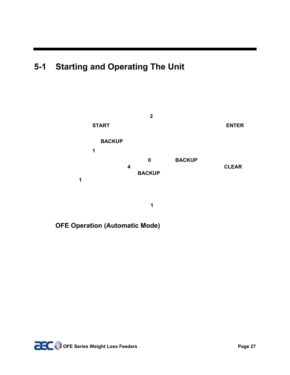 5startup, shutdown, and operation, 1 starting and operating the unit | AEC OFE Blender User Manual | Page 28 / 47