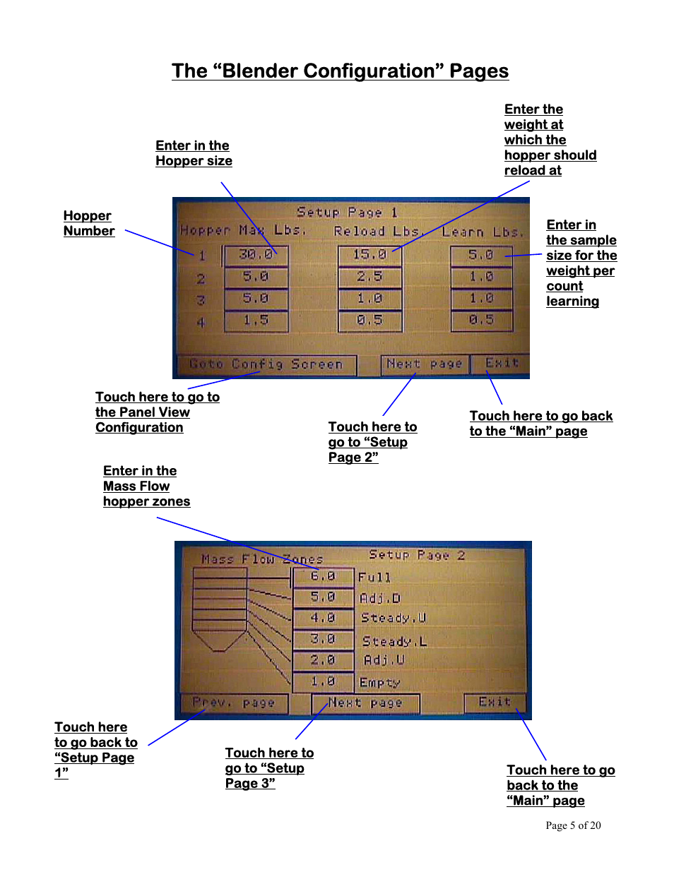 The “blender configuration” pages | AEC OL Series Blender User Manual | Page 6 / 21