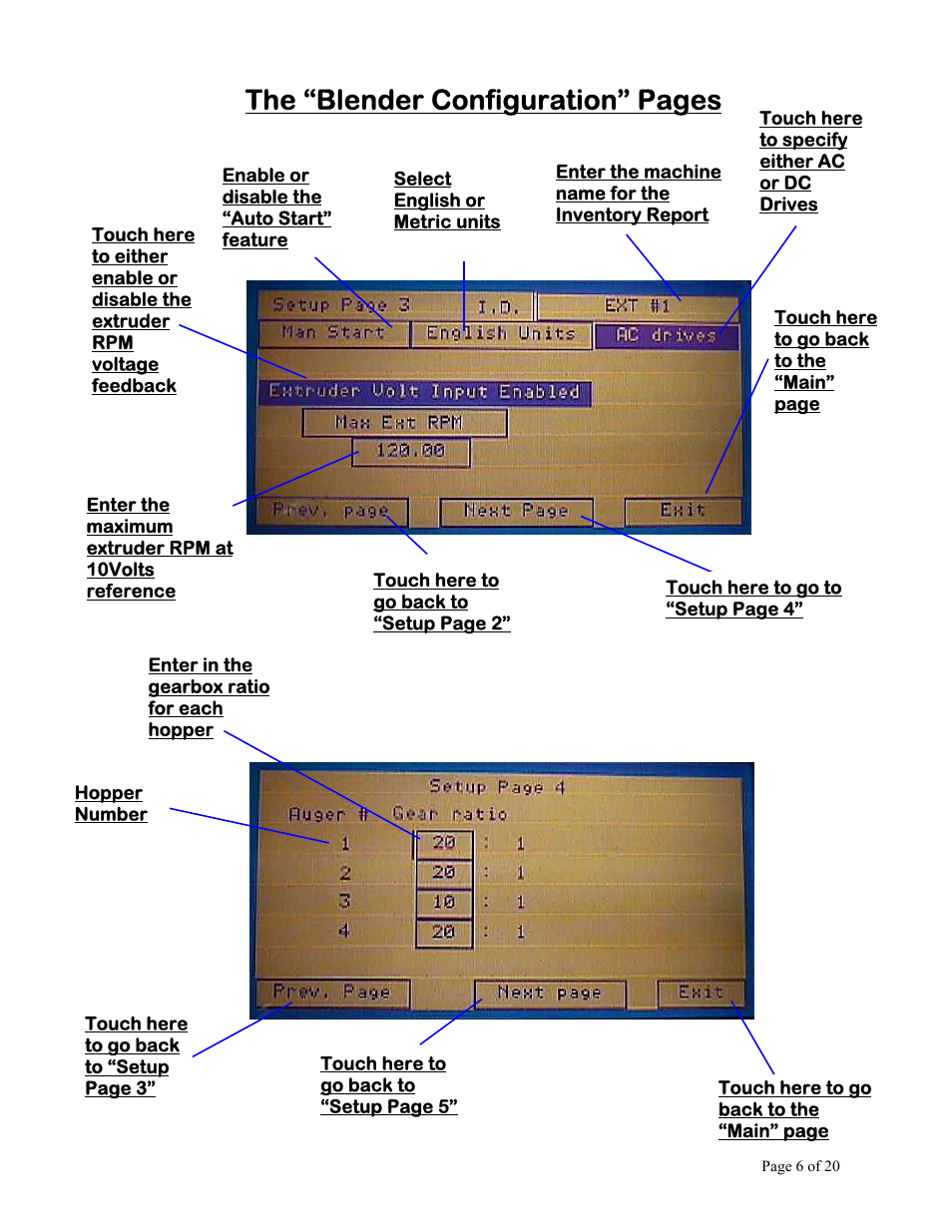 The “blender configuration” pages | AEC OL Series Blender User Manual | Page 7 / 21