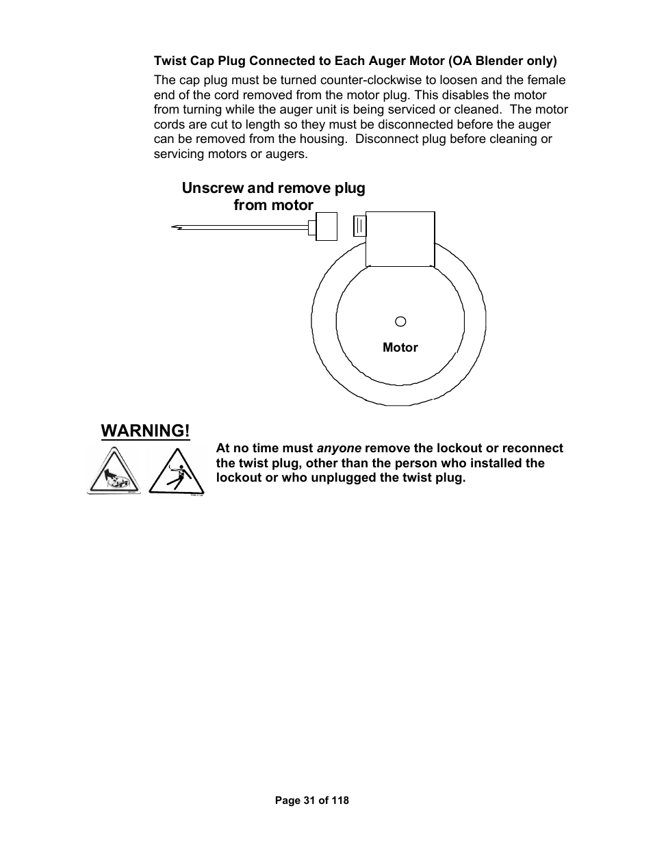 Warning | AEC OS Series Gravimetric Batch Blenders User Manual | Page 32 / 119