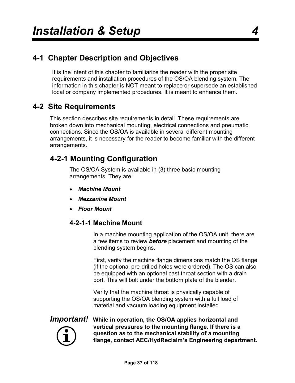Installation & setup 4 | AEC OS Series Gravimetric Batch Blenders User Manual | Page 38 / 119