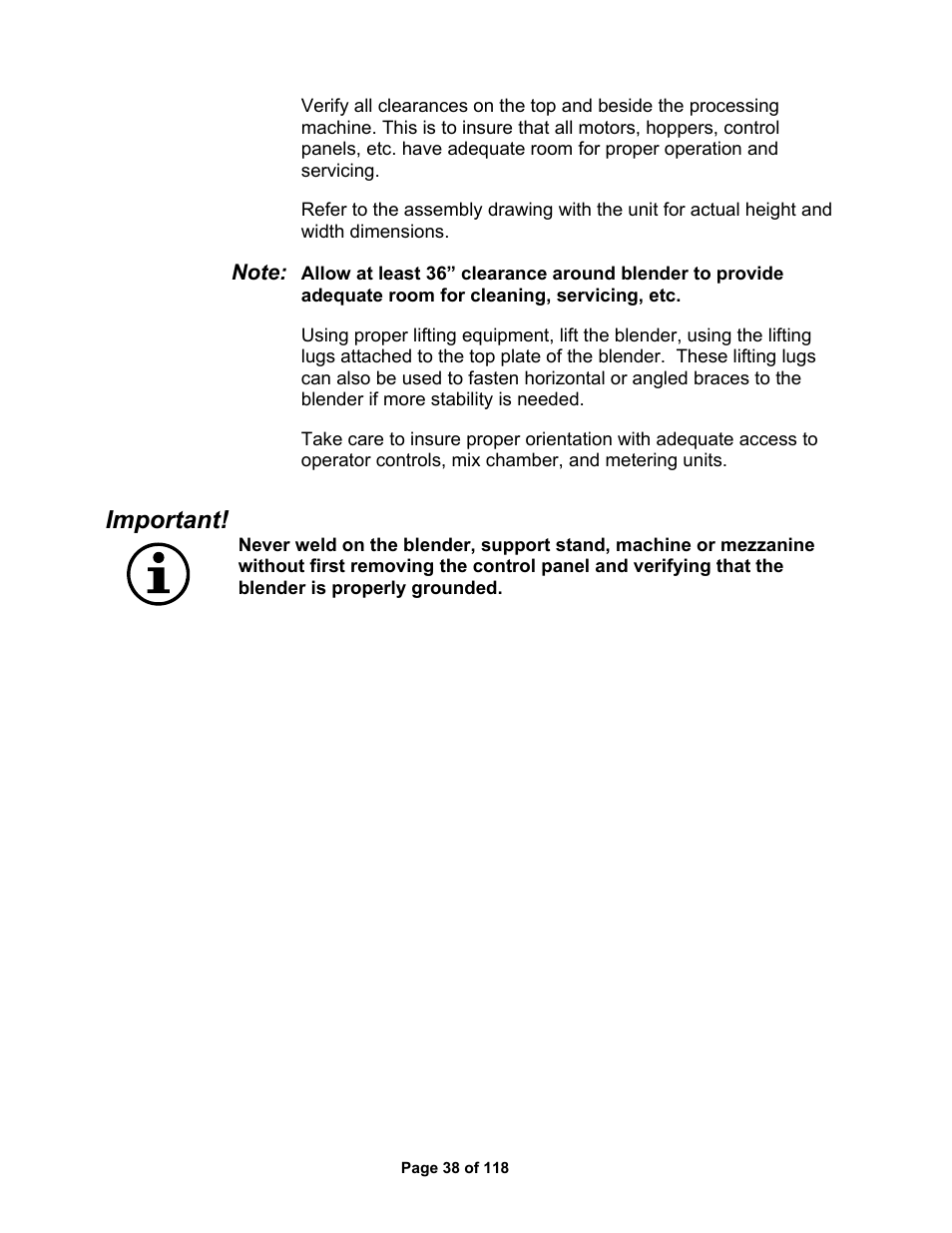 Important | AEC OS Series Gravimetric Batch Blenders User Manual | Page 39 / 119