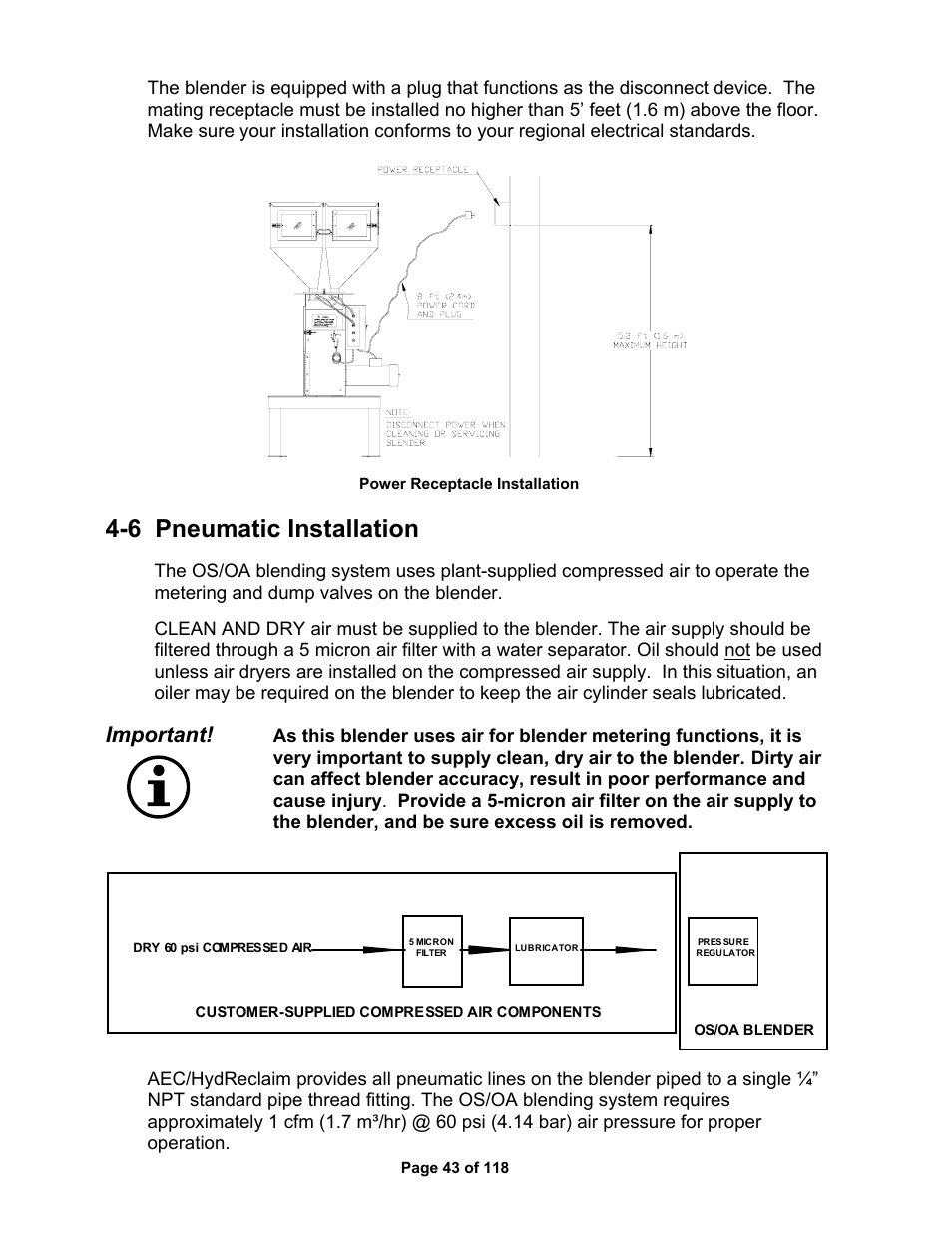 6 pneumatic installation | AEC OS Series Gravimetric Batch Blenders User Manual | Page 44 / 119