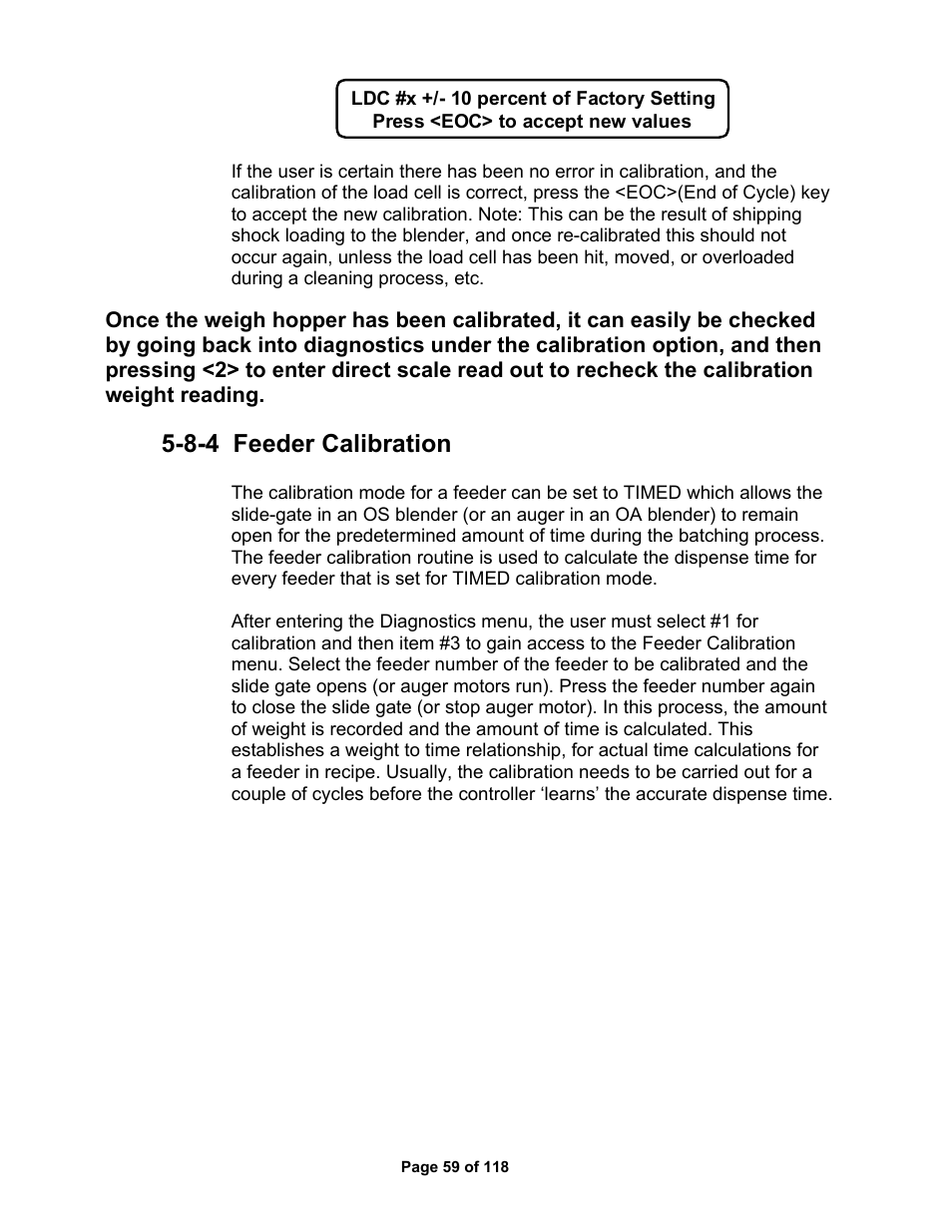 8-4 feeder calibration | AEC OS Series Gravimetric Batch Blenders User Manual | Page 60 / 119