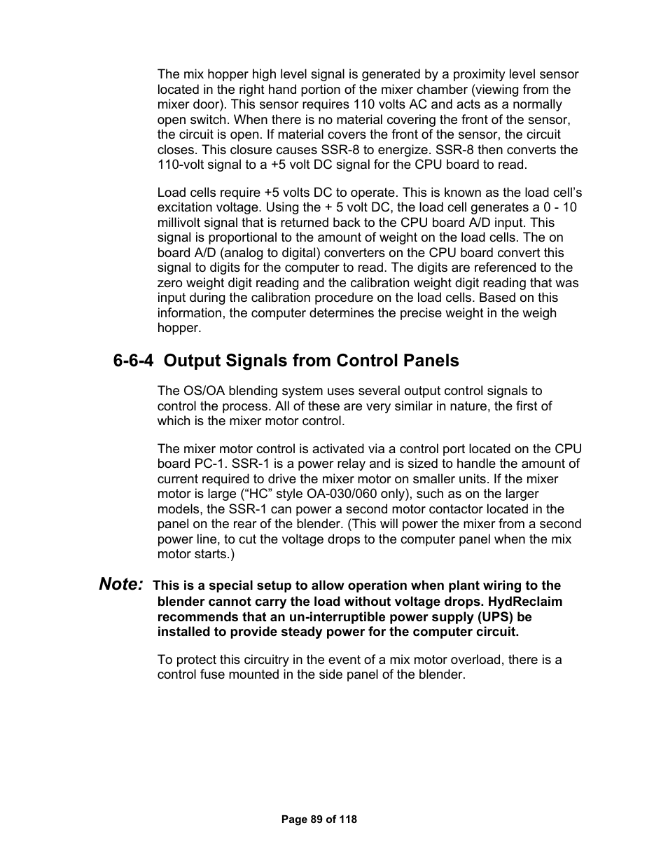 6-4 output signals from control panels | AEC OS Series Gravimetric Batch Blenders User Manual | Page 90 / 119