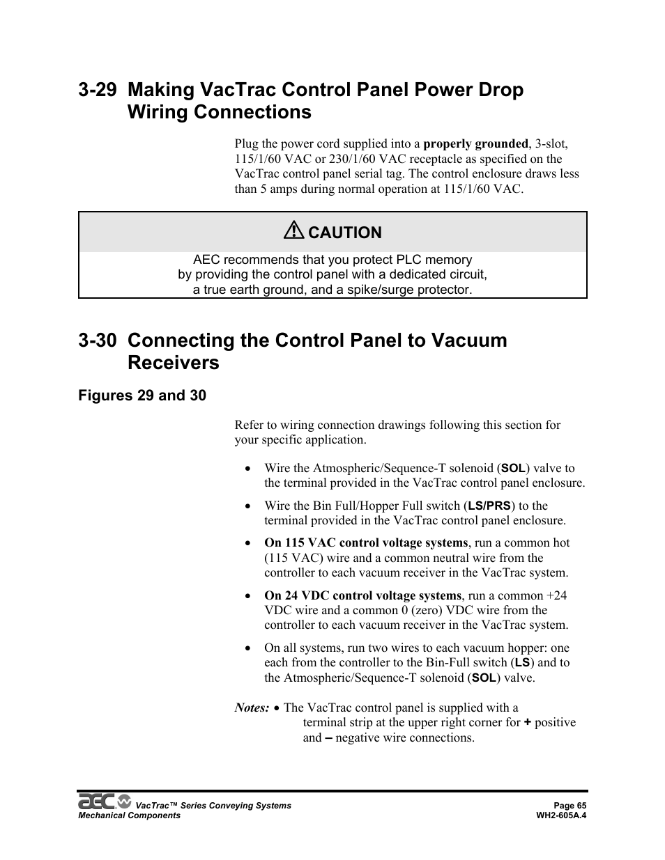 Caution | AEC VacTrac Series Conveying Systems User Manual | Page 65 / 120