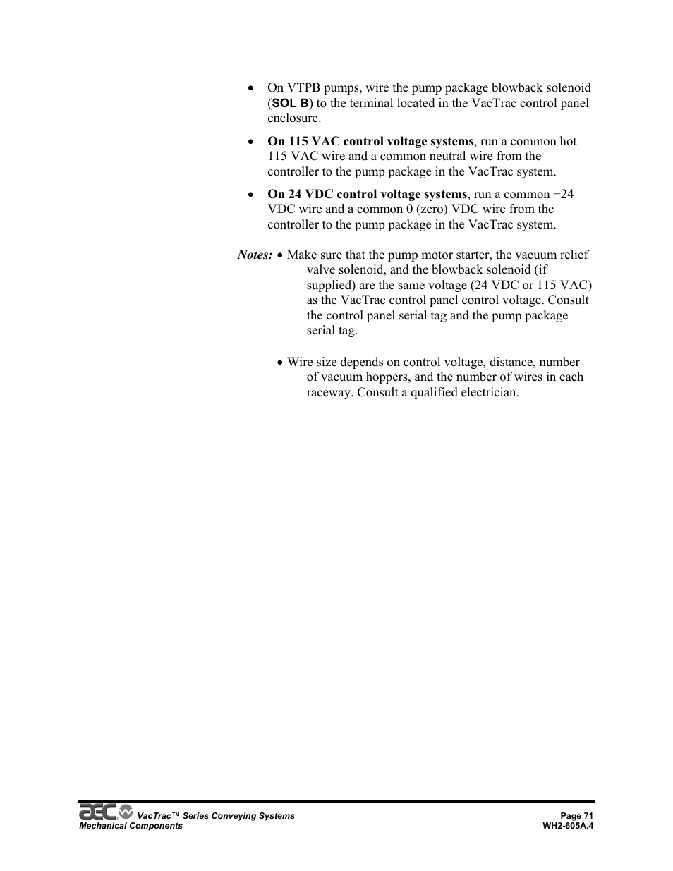 AEC VacTrac Series Conveying Systems User Manual | Page 71 / 120