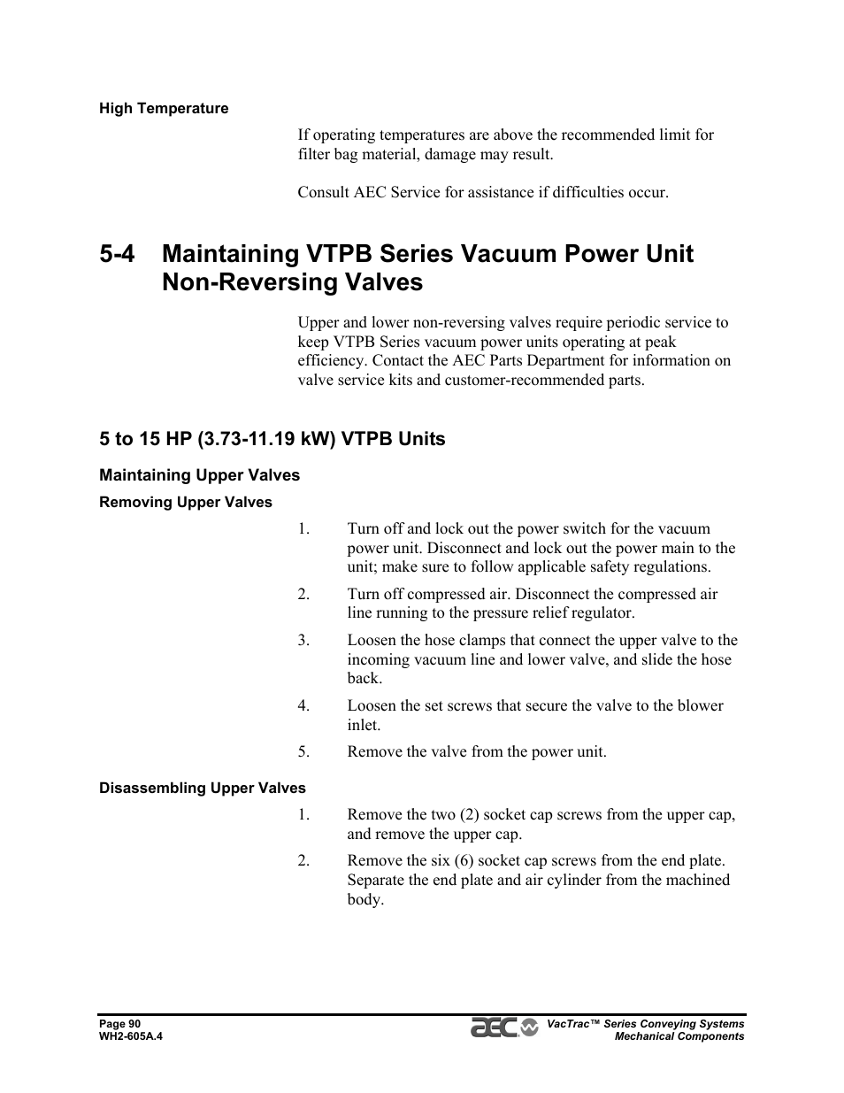 AEC VacTrac Series Conveying Systems User Manual | Page 90 / 120
