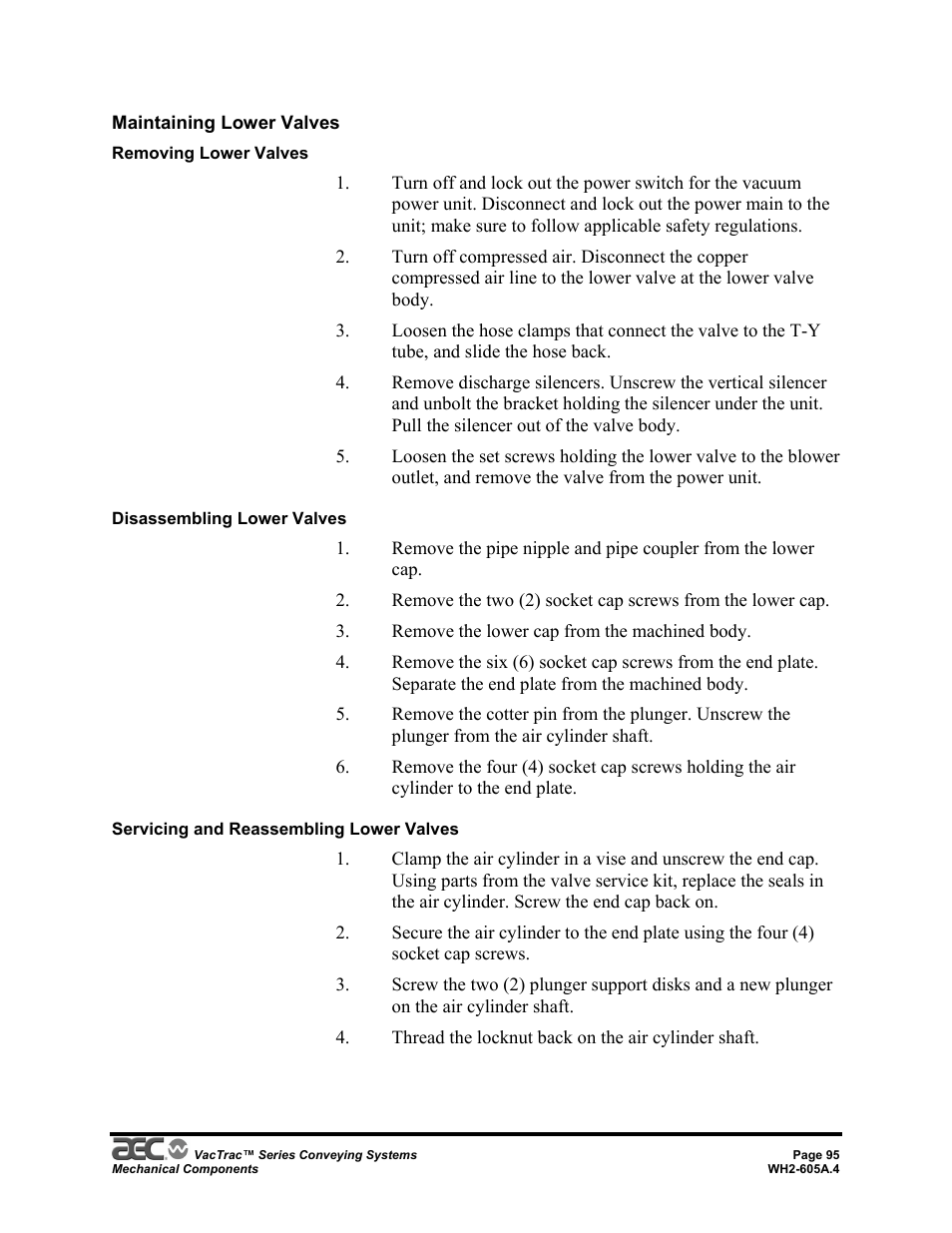 AEC VacTrac Series Conveying Systems User Manual | Page 95 / 120