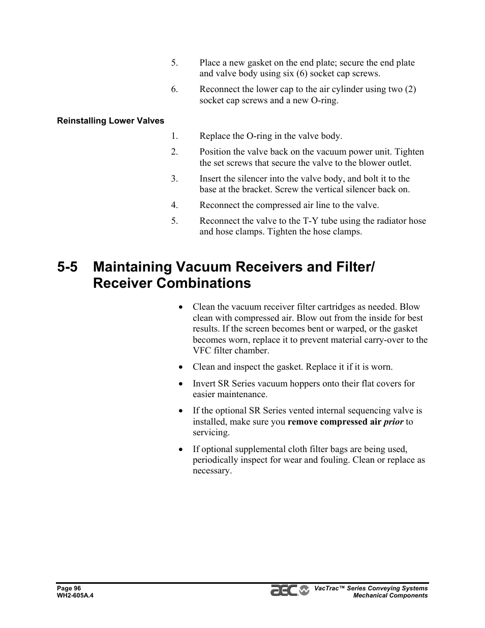 AEC VacTrac Series Conveying Systems User Manual | Page 96 / 120