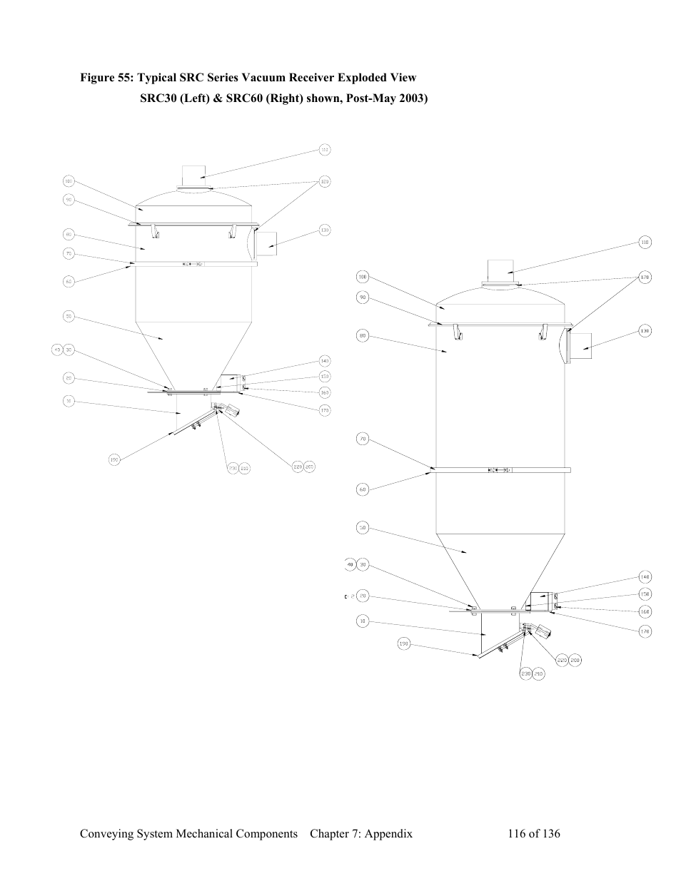 Src30 (left) & src60 (right) shown, post-may 2003) | AEC VacTrac Series Conveying Systems User Manual | Page 117 / 137