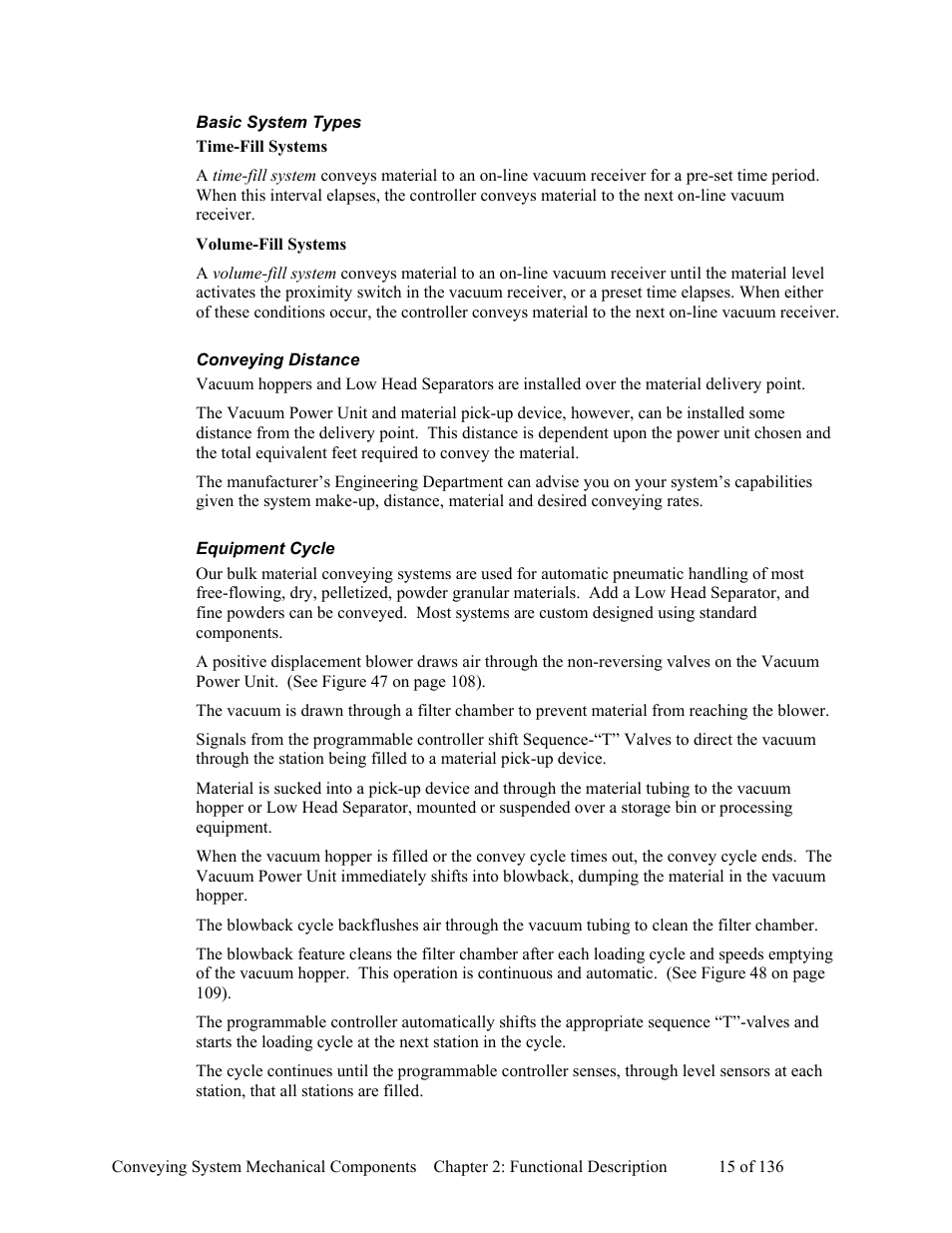 Basic system types, Time-fill systems, Volume-fill systems | Conveying distance, Equipment cycle | AEC VacTrac Series Conveying Systems User Manual | Page 16 / 137