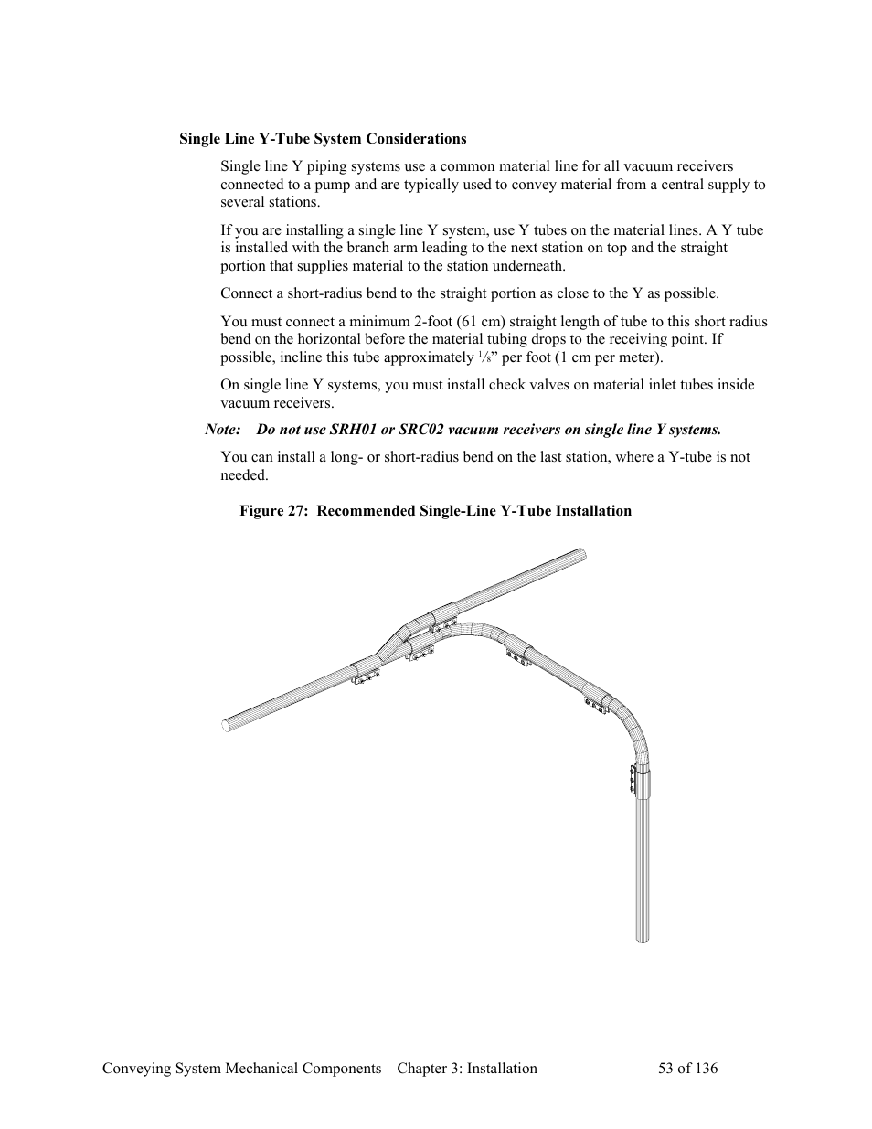 Single line y-tube system considerations | AEC VacTrac Series Conveying Systems User Manual | Page 54 / 137