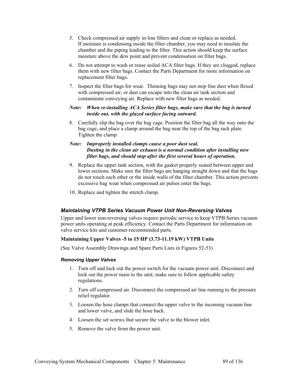 Removing upper valves | AEC VacTrac Series Conveying Systems User Manual | Page 90 / 137