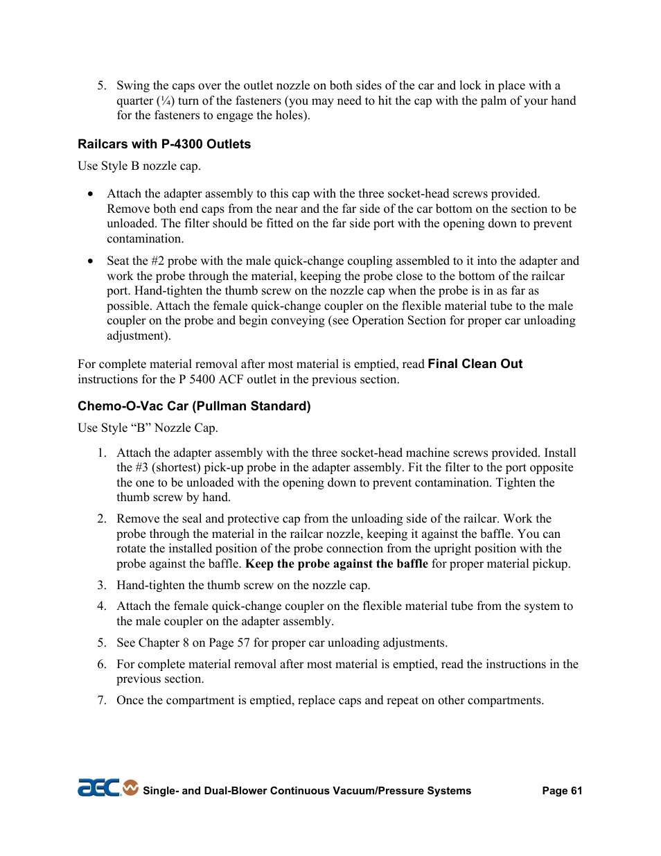 AEC Continuous Vacuum/Pressure Conveying Systems User Manual | Page 62 / 77