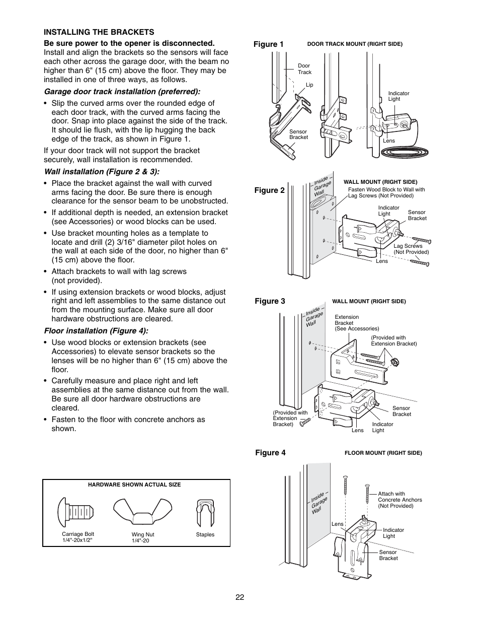 Installing the brackets | Chamberlain 1346 - 1HP User Manual | Page 22 / 40