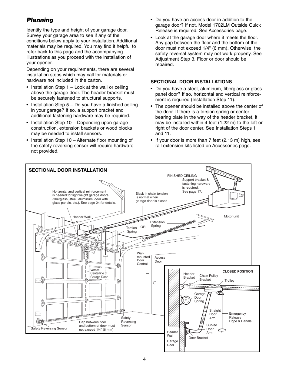 Planning | Chamberlain 1346 - 1HP User Manual | Page 4 / 40