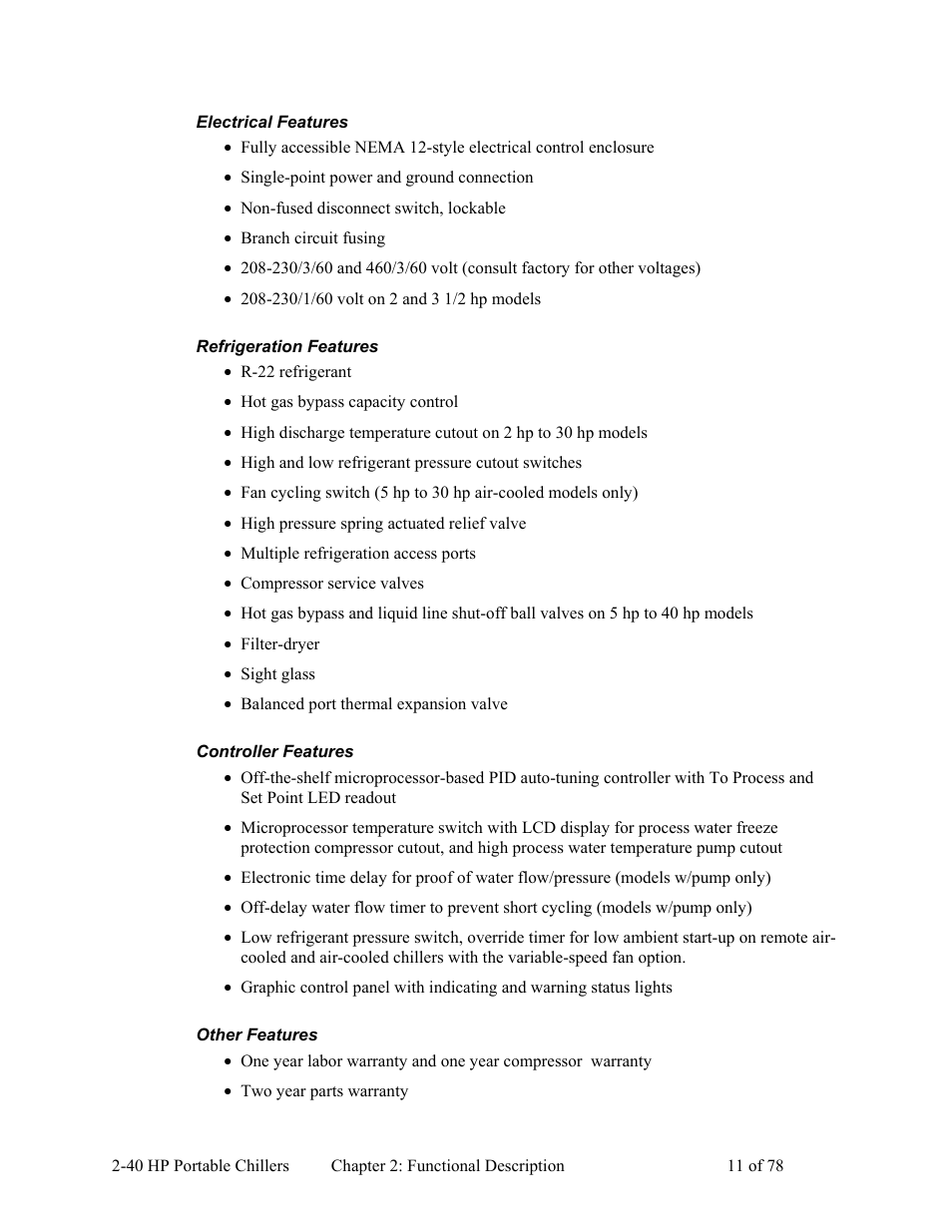 AEC 2-40 HP Portable Chillers User Manual | Page 12 / 79