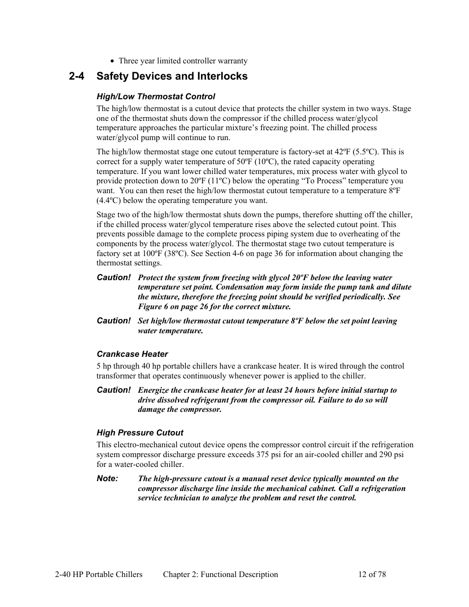 4 safety devices and interlocks | AEC 2-40 HP Portable Chillers User Manual | Page 13 / 79