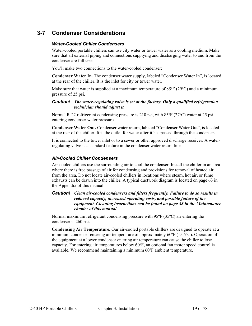 7 condenser considerations | AEC 2-40 HP Portable Chillers User Manual | Page 20 / 79