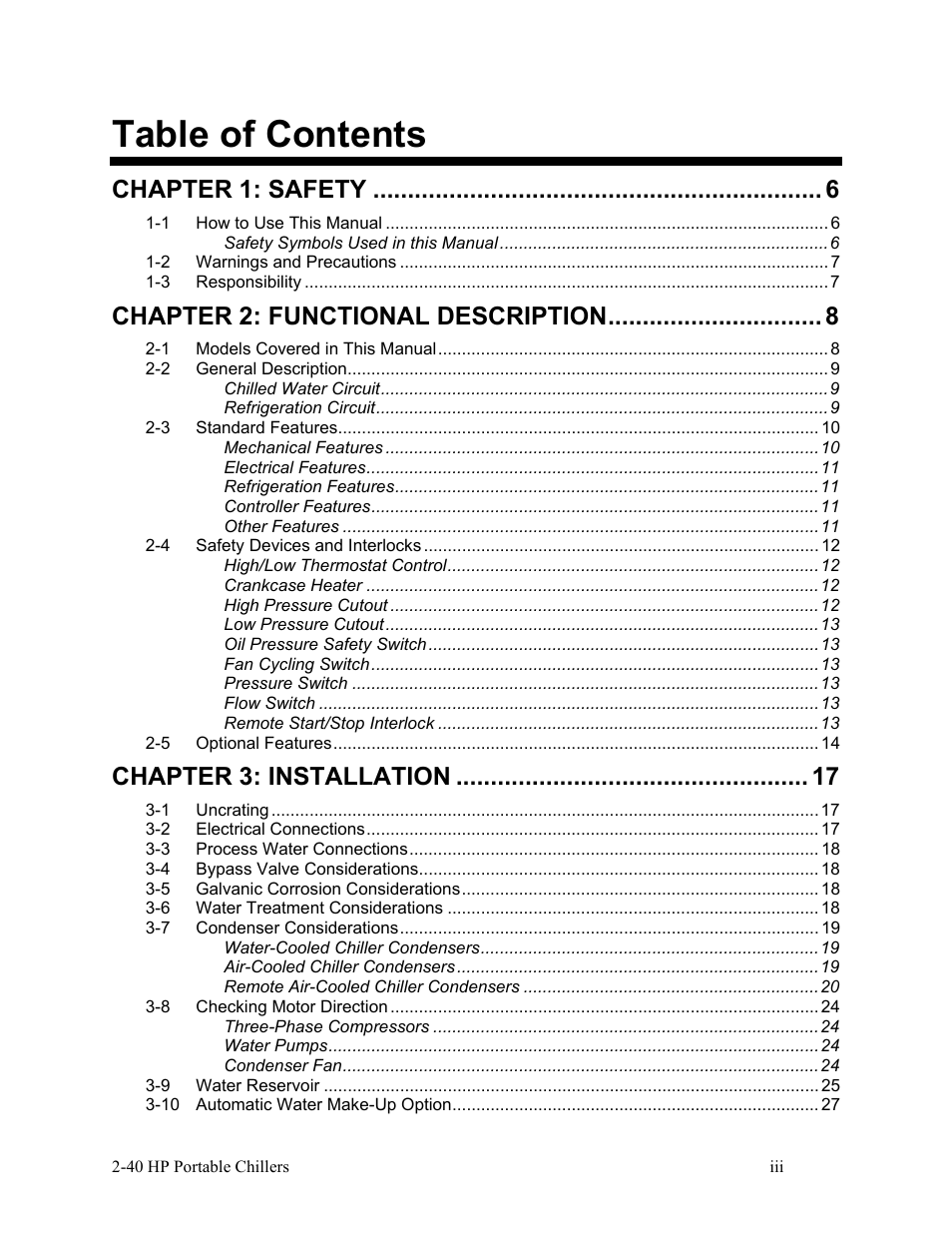 AEC 2-40 HP Portable Chillers User Manual | Page 4 / 79